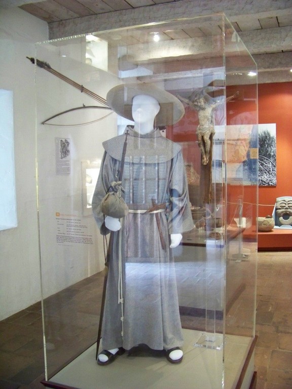 Clothing of a Franciscan Friar at the museum in Mission San Luis Rey De Francia. Serra and his missionaries would have been garbed much like this during their activities in California.