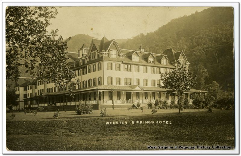 A landscape view of the Webster Springs Hotel