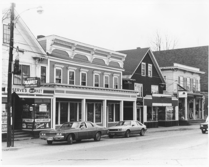 South Side (2) of Main Street incl. Meserve's Store, Copp Block, Page Block, and Bryant and Lawrence, Inc. by Roger P. Akeley on December 15, 1982