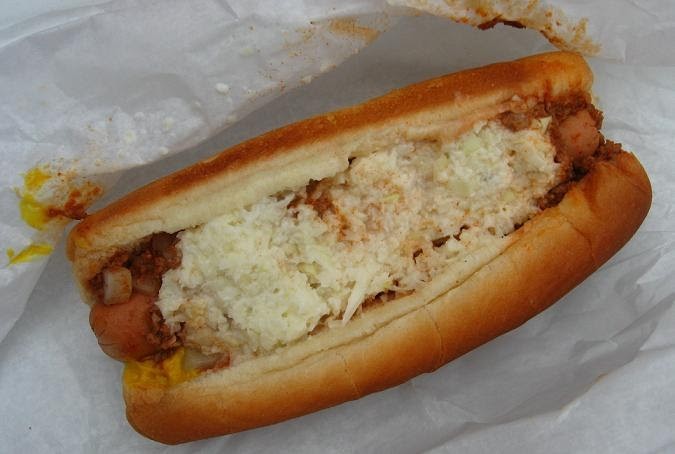 A hot dog from Sam's Hot Dogs
