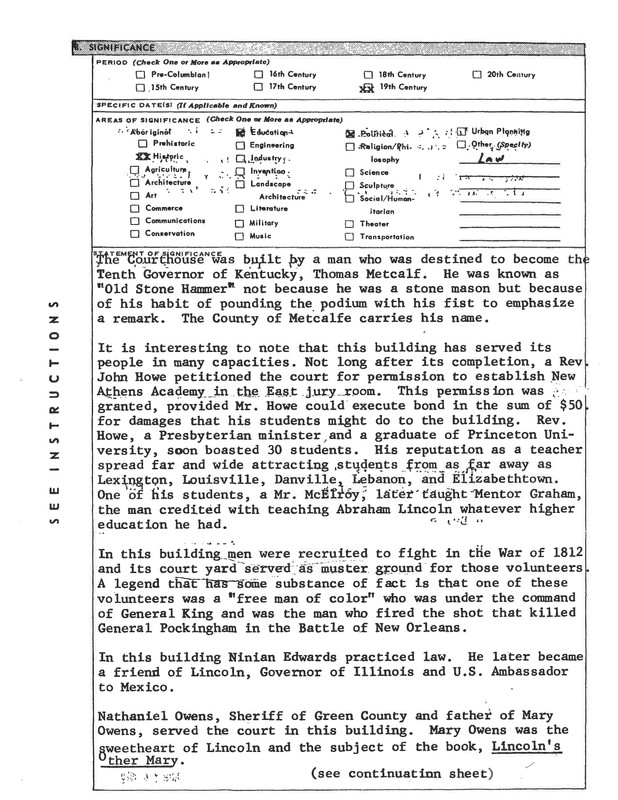 Nomination Form for National Historical Places Page 2