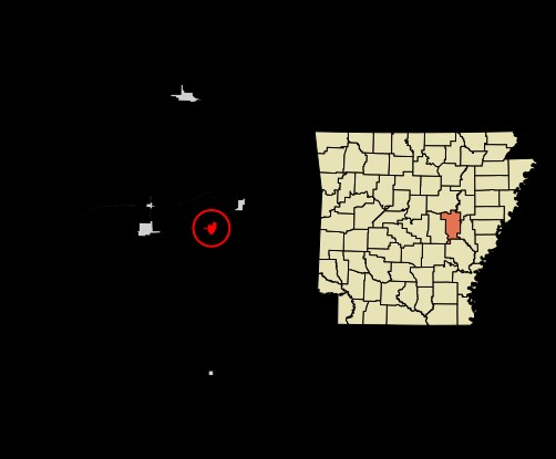 DeValls Bluff location on Arkansas Map