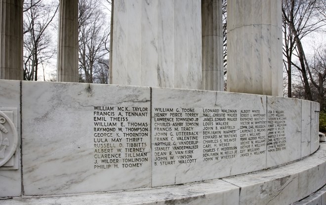 499 names of fallen service members are listed alphabetically on the memorial. Photo courtesy of the National Park Service.