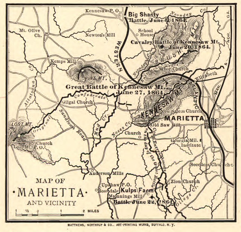 Map of Marietta in 1864