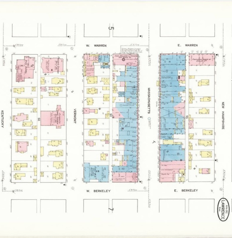 Sanborn Fire Insurance Map of the 900 block of Massachusetts Street which include S.H Kress Co Department Store