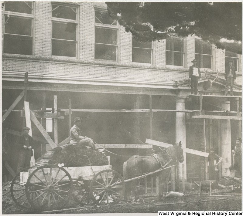 The building under construction, circa 1906. Source: WVU Local and Regional History Archives.