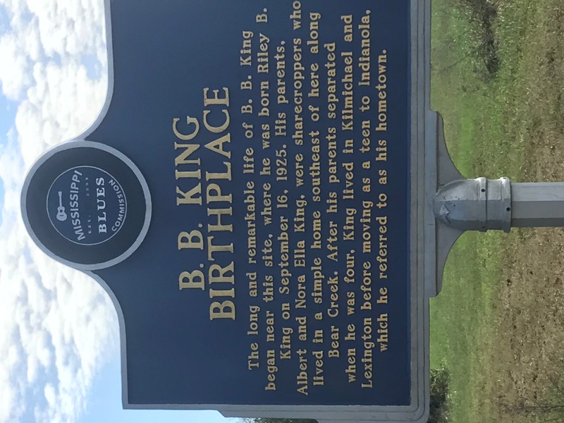 Mississippi Blues Trail Marker "A half mile southeast" of the cabin B.B King was born. 