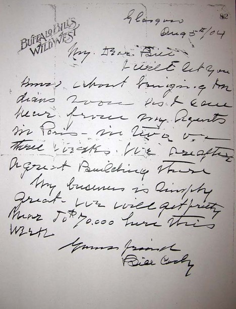 Letter from Buffalo Bill to Rattlesnake Pete