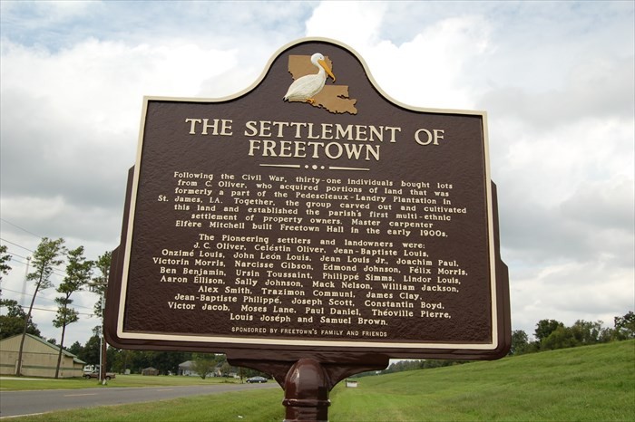 The historical marker dedicated to the Settlement of Freetown (St James Parish). Image from waymarking.com