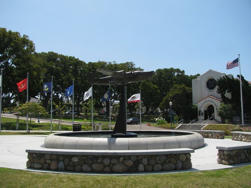 A memorial is located outside of the museum