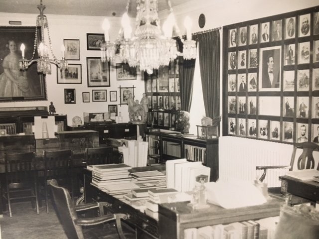 Many of the items seen in this picture of Duke Hall's Lincoln Room can be currently viewed at the Abraham Lincoln Library and Museum.