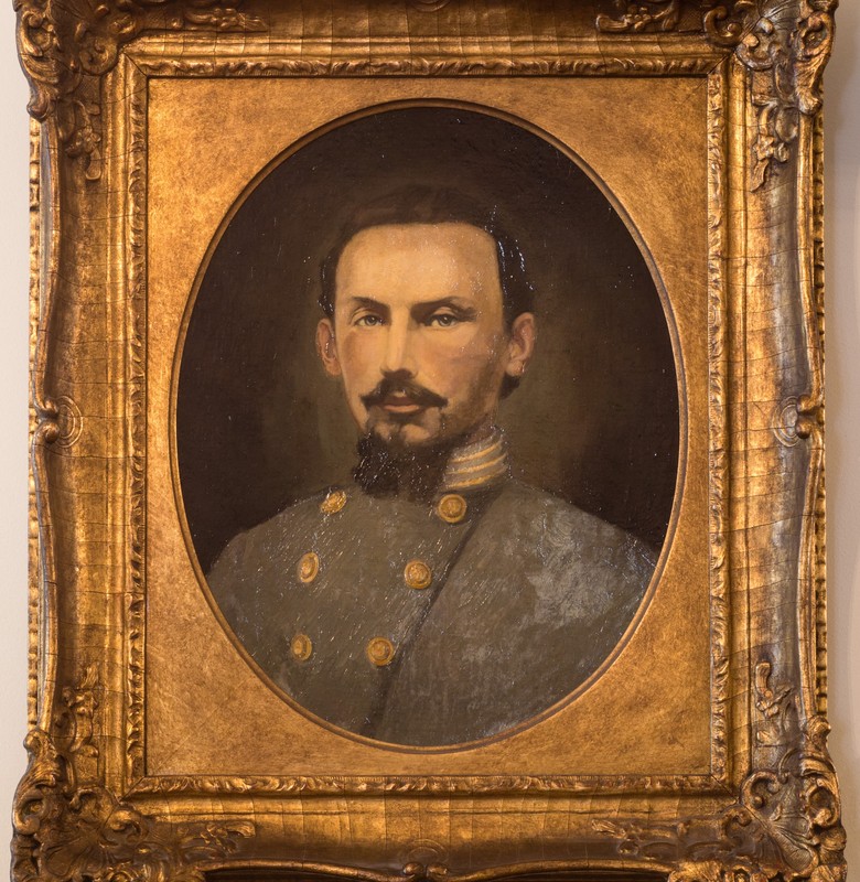 Second owner of the house, Henry D. Ruffner, as a Colonel in the Confederate Army. The portrait hangs in the MacFarland-Hubbard House nearby, which houses the WV Humanities Council. Photo by Michael Keller, courtesy of WV Humanities Council.