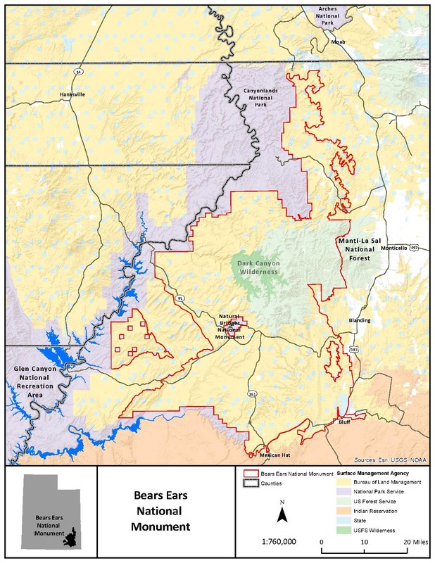 US Forest Service - This picture is the boundary for the national monument and also demonstrates which agencies manage which parts of the monument. (2016)