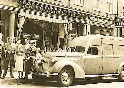 William Kollecker in front of his shop (undated)