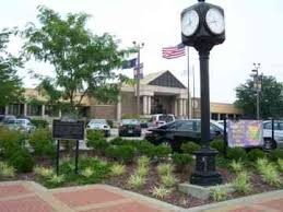 The historical marker for Quantrill's raids on Shawnee sit on the southwest corner of the Shawnee Town Hall.