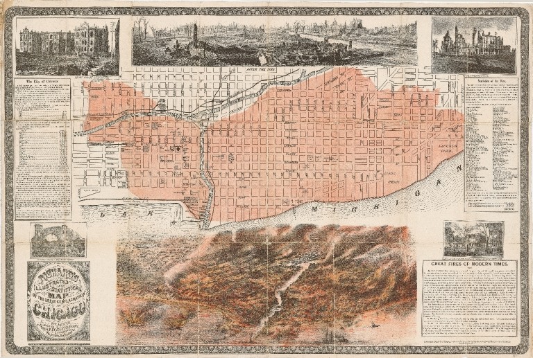 Richard's map of the great fire in Chicago Showing here the destruction occured