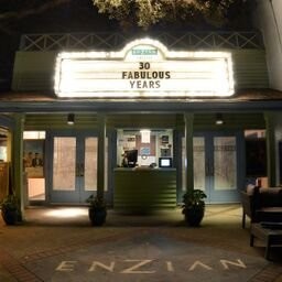 Enzian's front entrance and ticket booth counter has a nostalgic feel and look.  