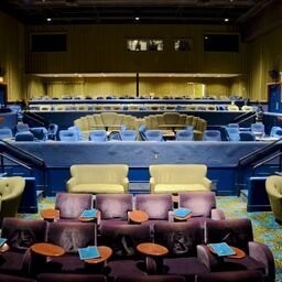 Interior multi level seating with dining tables to enjoy a light lunch or dinner if popcorn isn't enough. Front area seating consist of love-seat sofas, and lazy-boy chairs if you want the leisurely seats.   