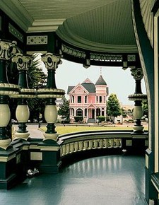 The Pink Lady as seen from the porch of the Carson Mansion across the street