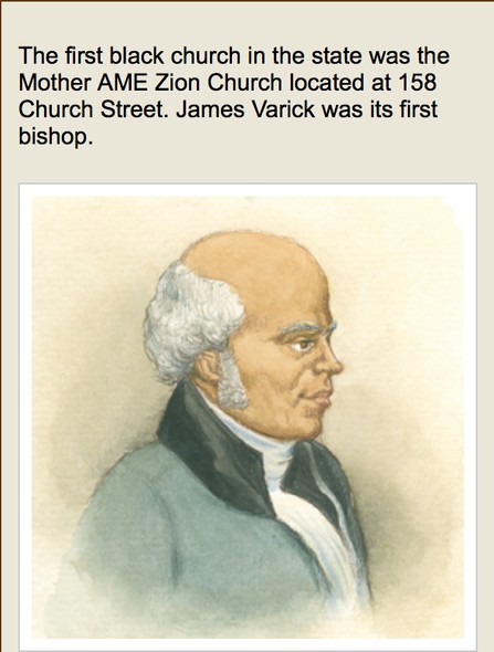 A sketch illustration of the first ordained Black bishop and one of the founders, James Varick. 