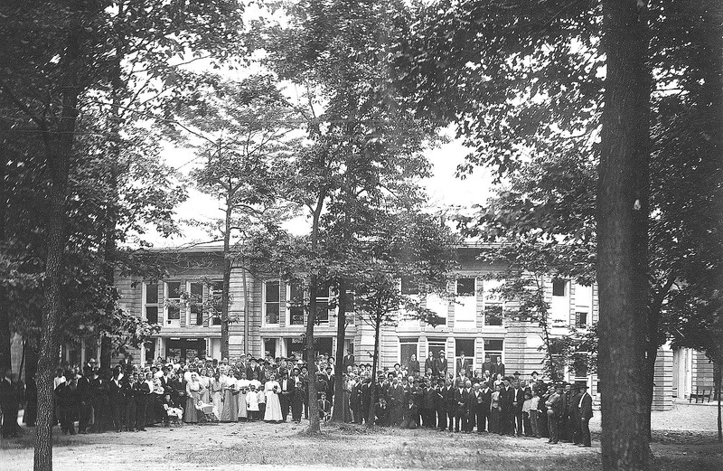 Tabernacle with people outside it