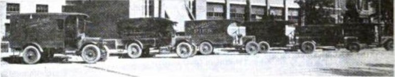 A fleet of Rushton Baking Company's delivery wagons, circa 1919