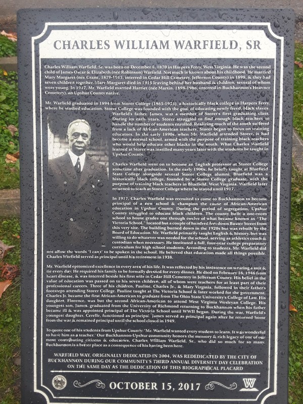 This plaque was dedicated in 2017 during West Virginia Wesleyan's homecoming weekend.