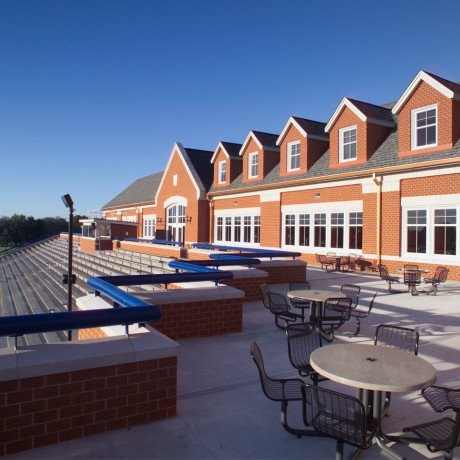 This image shows the east-facing side of Bruner Fitness and Recreation Center