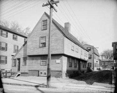 1906 photo of the John Ward House, before it was moved to its current location (photo courtesy of Lost New England)