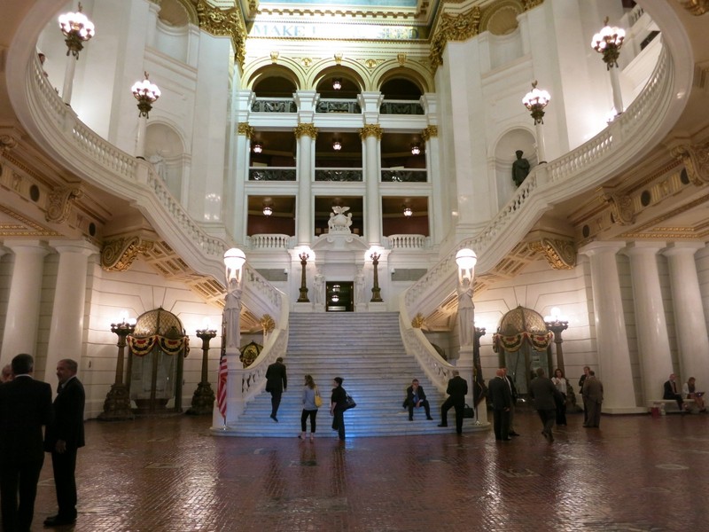 The massive imperial staircase within the capitol's rotunda.