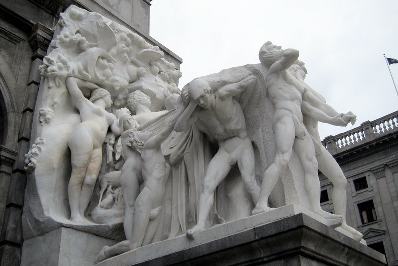 One of the entrance sculptures. In this case, "Burden of Life."