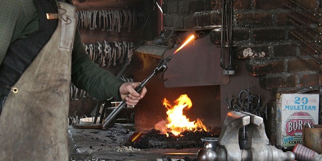 Visitors can watch demonstrations in the Blacksmith shop.