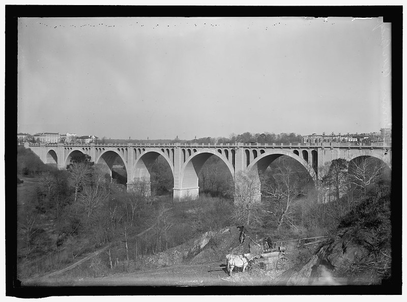 Completed in 1907, the Taft Bridge replaced a smaller and less attractive iron truss bridge. Photo by Harris and Ewing, Library of Congress. 