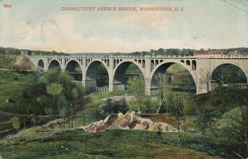 Though in the middle of a city, the Taft Bridge provides a view of Rock Creek Park's natural beauty. Postcard courtesy of Streets of Washington.