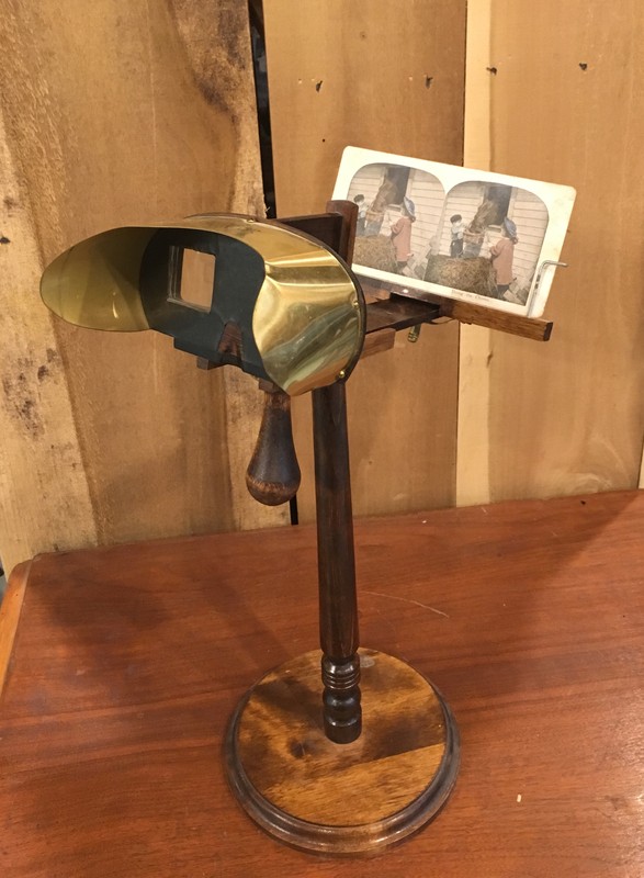 The stereoscope was a popular toy in the early 1900s. This precursor to the View-Master blended two identical pictures together to create a 3-D image.