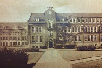 The front of historic McGuffey Hall.