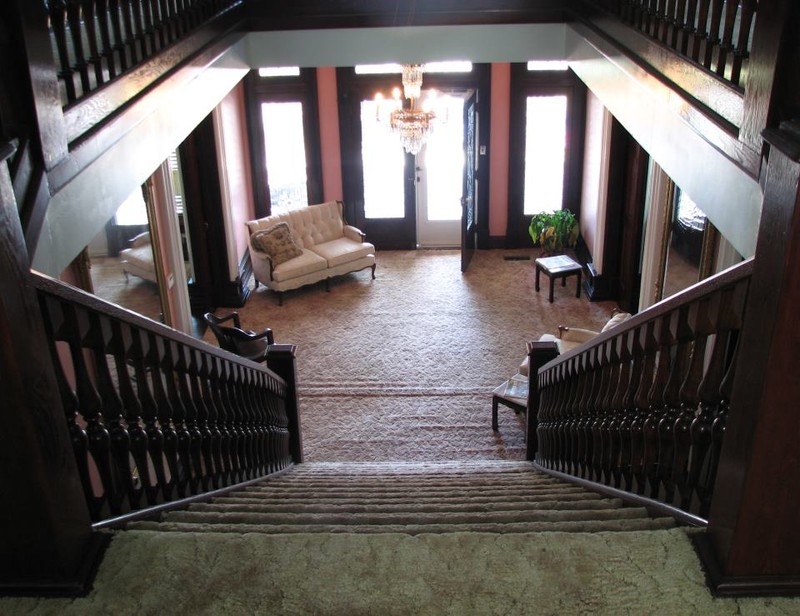 View from the top of the stairwell of the W. Scott Stuart house that was one of the first houses in West Union that reflects the Queen Anne style of architecture.
