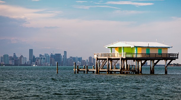 A view of one of the remaining structures with Miami in the background.