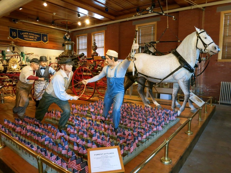 In the early days of fire fighting, both humans and horses were used to pull the equipment.  