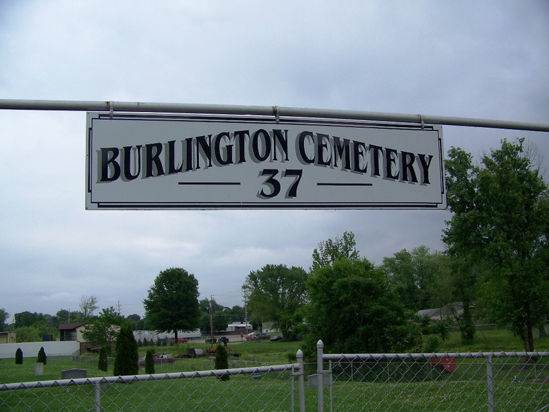 The cemetery entrance sign.