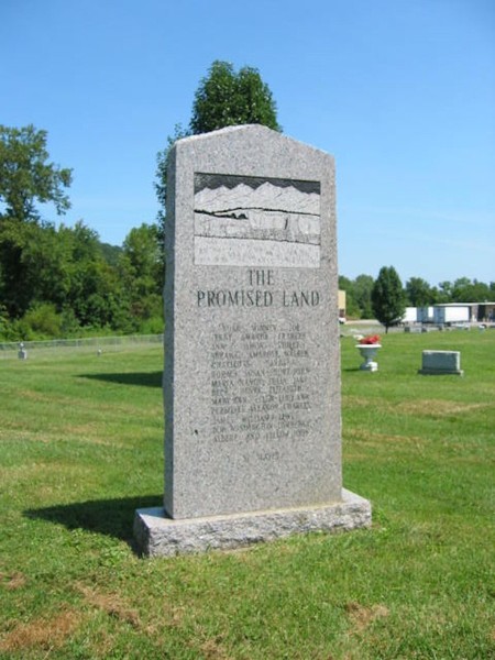 The Promised Land monument located inside the cemetery.