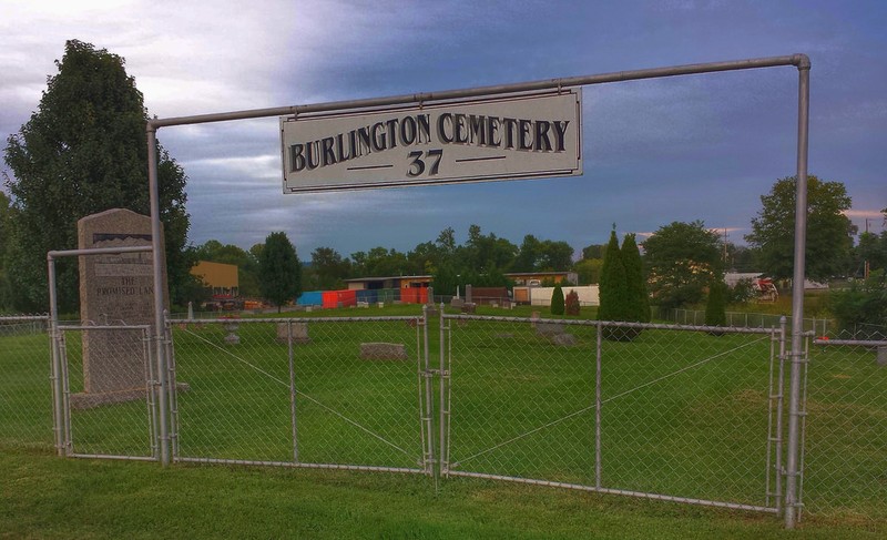 Another photo of the Burlington Cemetry sign.