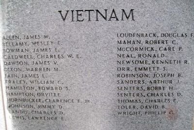 The list of Boyd County veterans who gave their life in the Vietnam War.