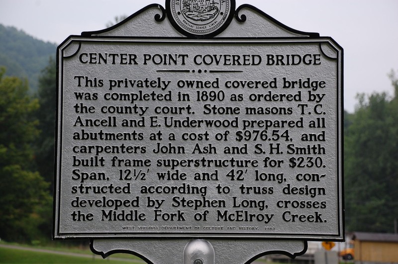 Center Point Covered Bridge Historical Marker