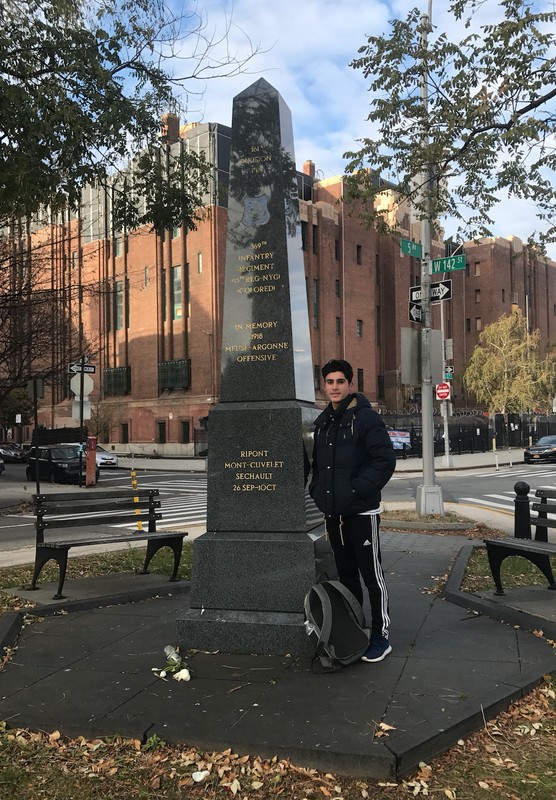 369th Memorial Obelisk with observable human scale. 