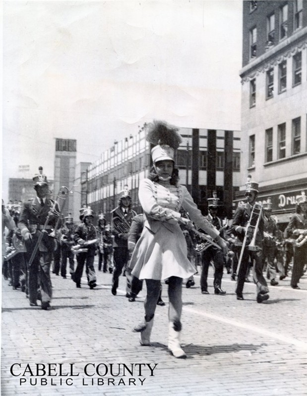 The Tipton's sign is visible in the background of this photo from a marching band festival