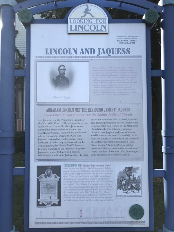 The Looking for Lincoln sign located outside of the house.