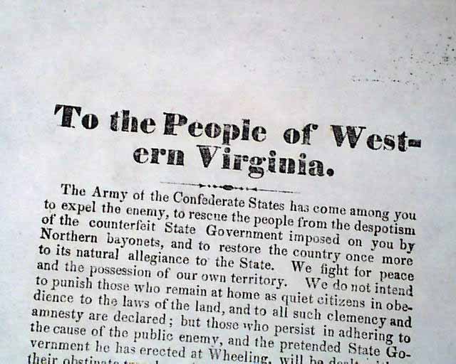 A notice hung by Confederates in the city of Charleston shortly after their arrival.