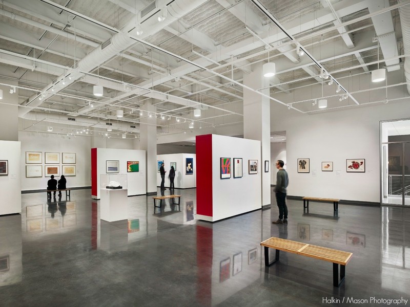 SAM's main exhibit space resides within the edition added to the former Keystone Trust Company building.