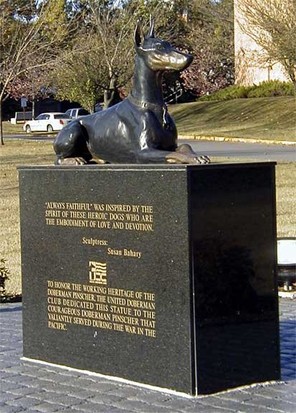 This monument to the working dogs of the USMC was dedicated in 1998 and is a replica of a previous monument in Guam. 